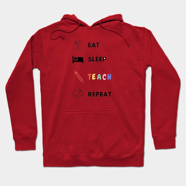 Eat sleep teach repeat teacher lifecycle Hoodie by Bravery